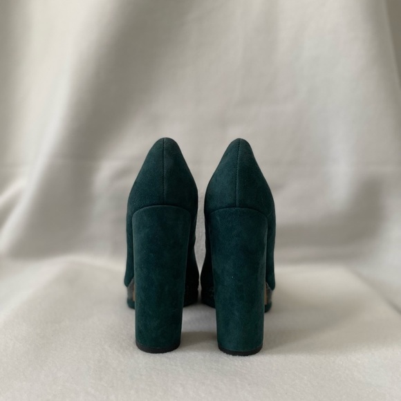 Dolce Vita Size 8 1/2 Green Suede Lizard inspired Trim Platform Heeled Pumps - Picture 13 of 14